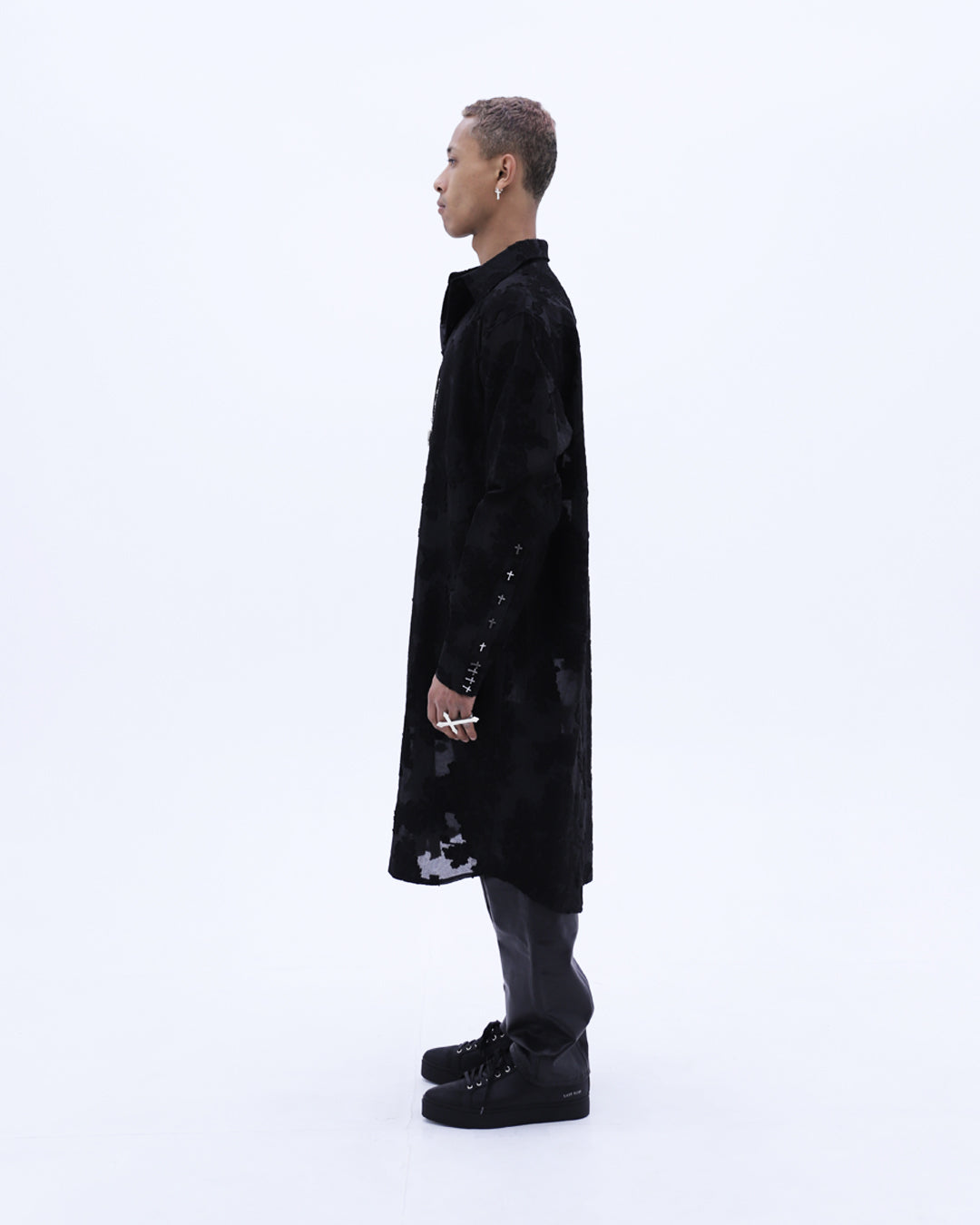 Black Flowers Long Shirts / Black