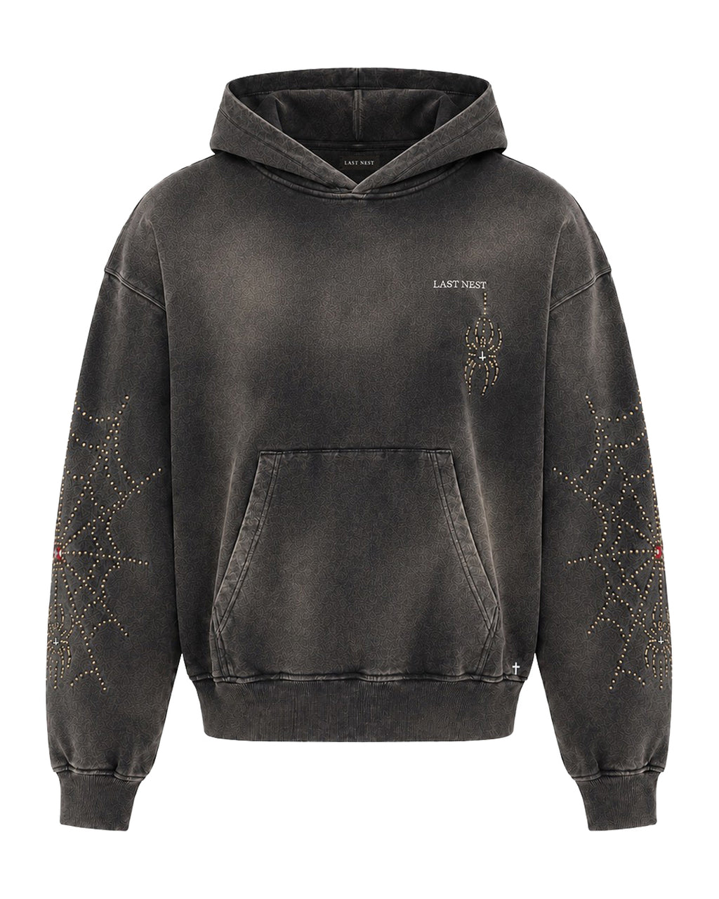 HTC x LAST NEST Spider Studs Hoodie / Black