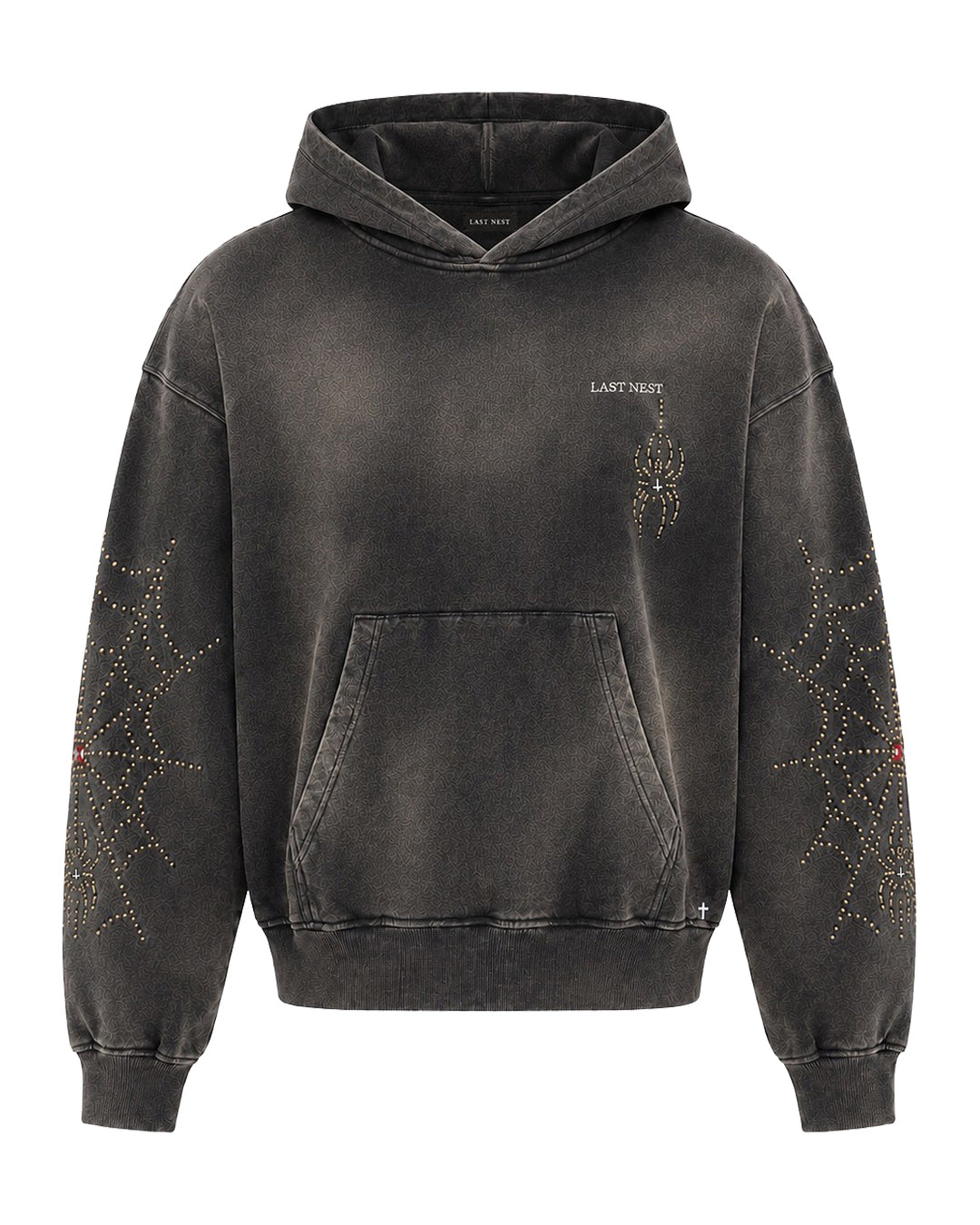 HTC x LAST NEST Spider Studs Hoodie / Black