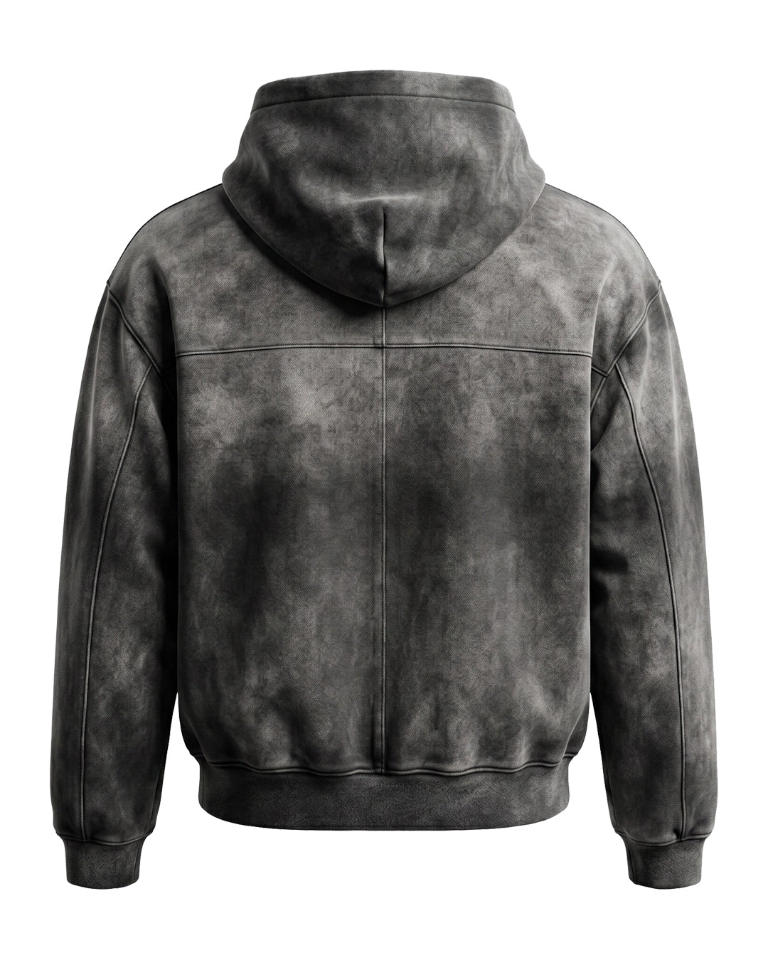 Safety Pin Washed Zip Hoodie / Black