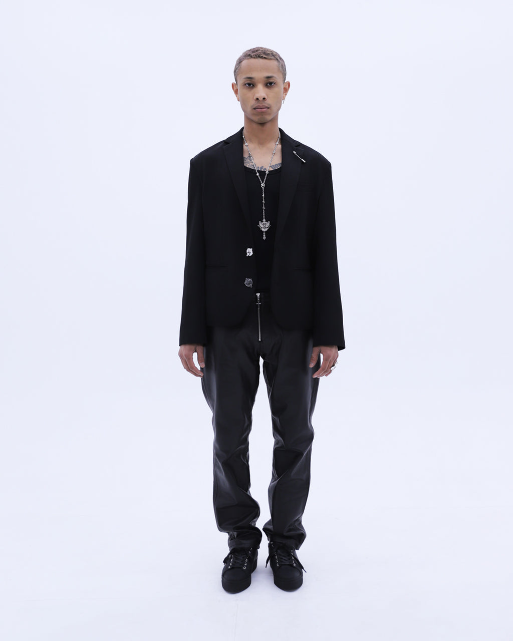 Cross Button Tailored Jacket / Black