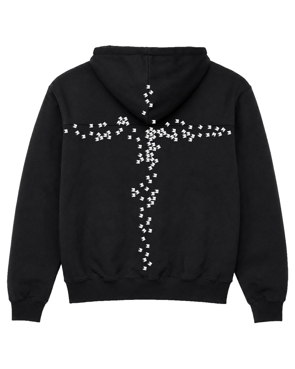 Cross Studs Print Hoodie / Black