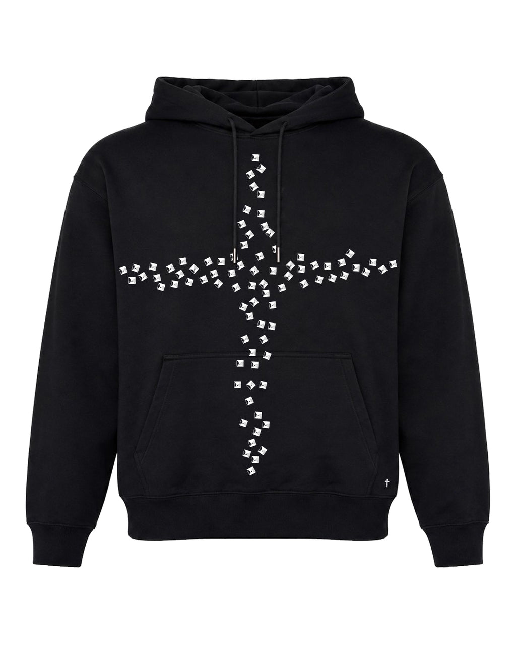 Cross Studs Print Hoodie / Black
