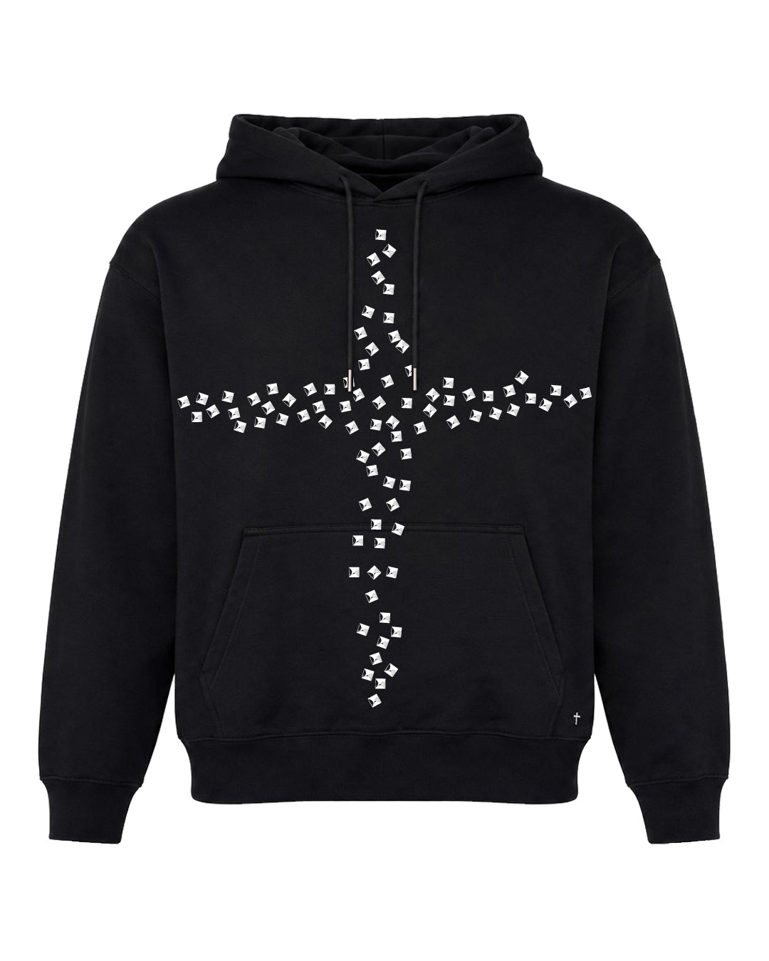 Cross Studs Print Hoodie / Black
