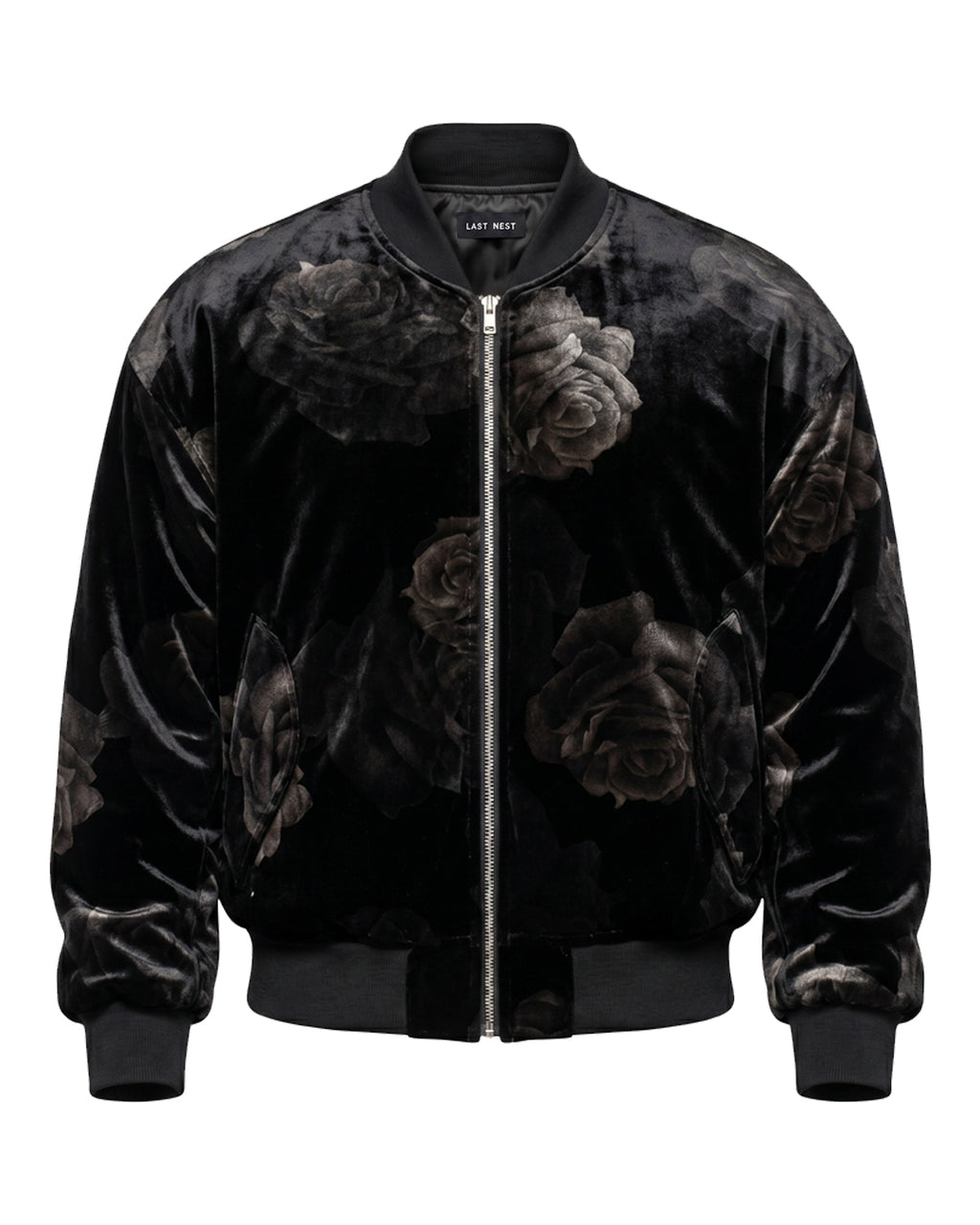 Rose Velvet Bomber Jacket / Black