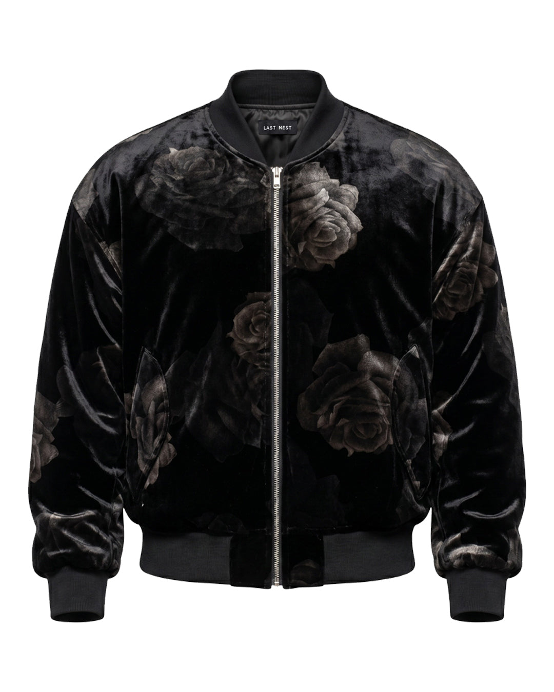Rose Velvet Bomber Jacket / Black