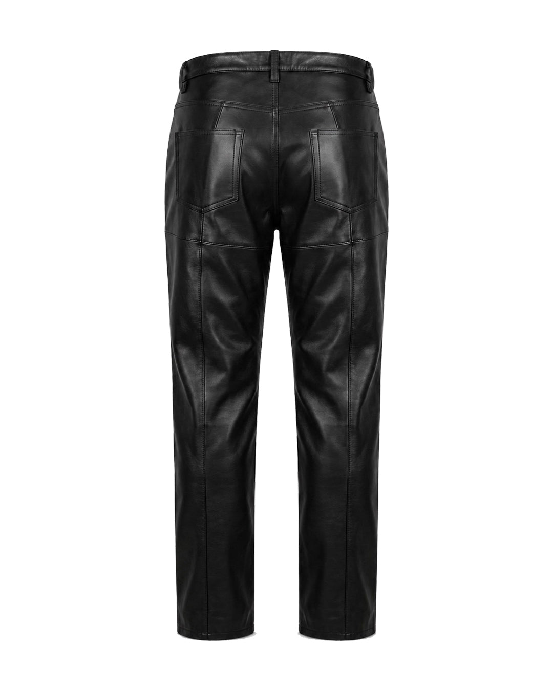 Front Zip Leather Pants / Black