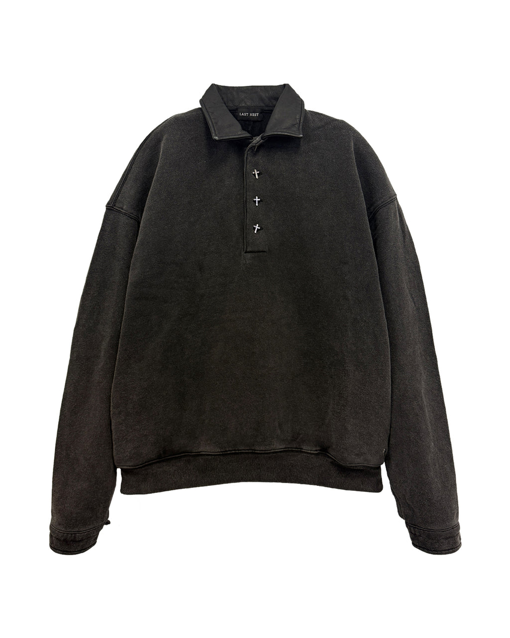 Leather Wash Sweat / Black
