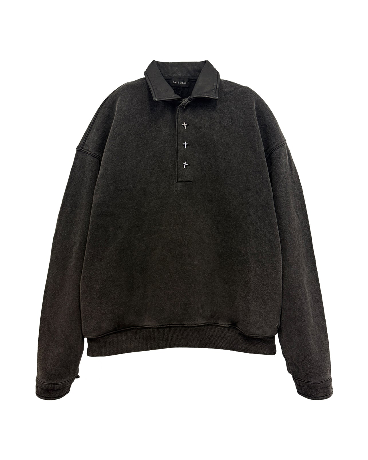 Leather Wash Sweat / Black