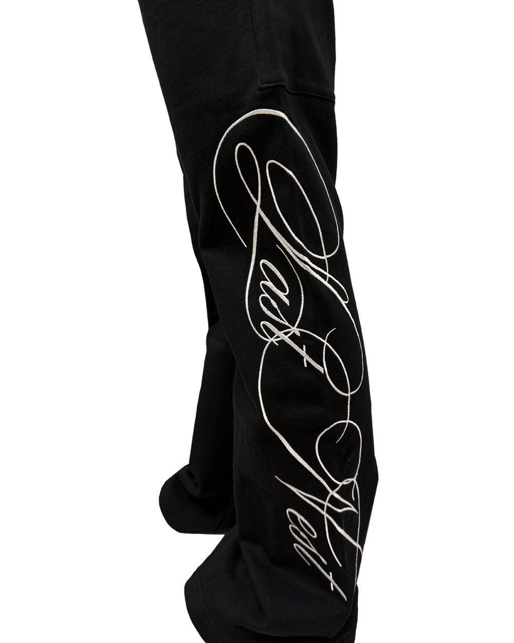 Embroidery Sweat Pants / Black