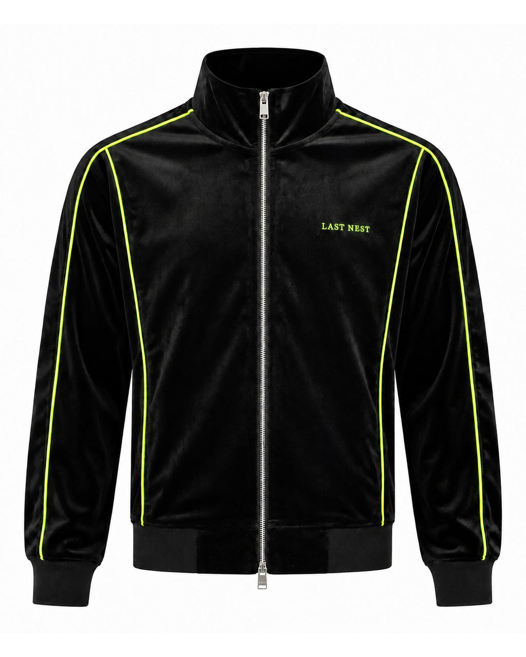 Velvet Track Jacket / Neon Yellow Piping
