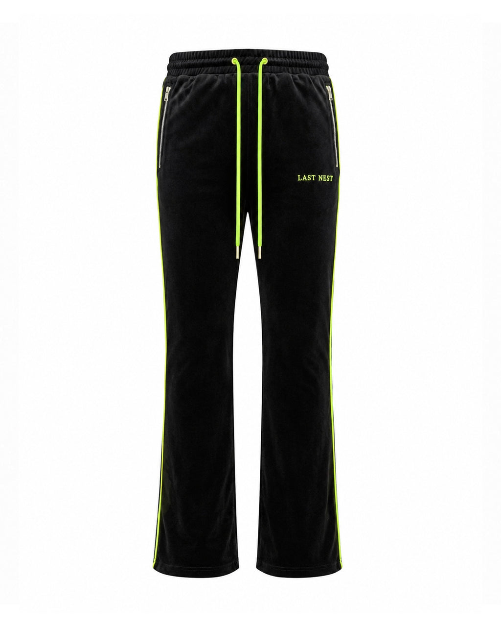 Velvet Track Pants / Neon Yellow Piping
