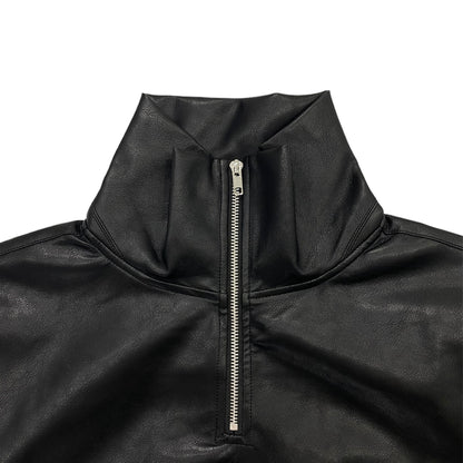 LEATHER HALF ZIP JACKET / BLACK