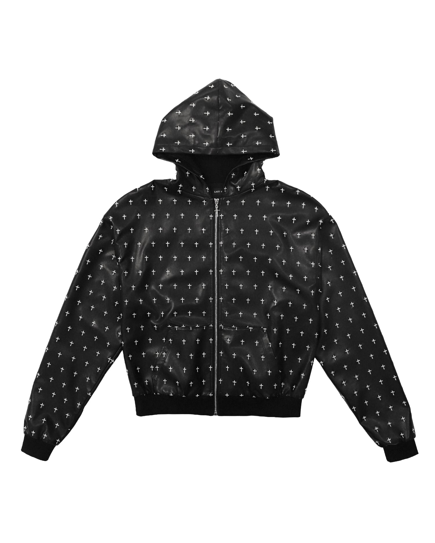 Allover Cross Zip-up Hoodie / Black