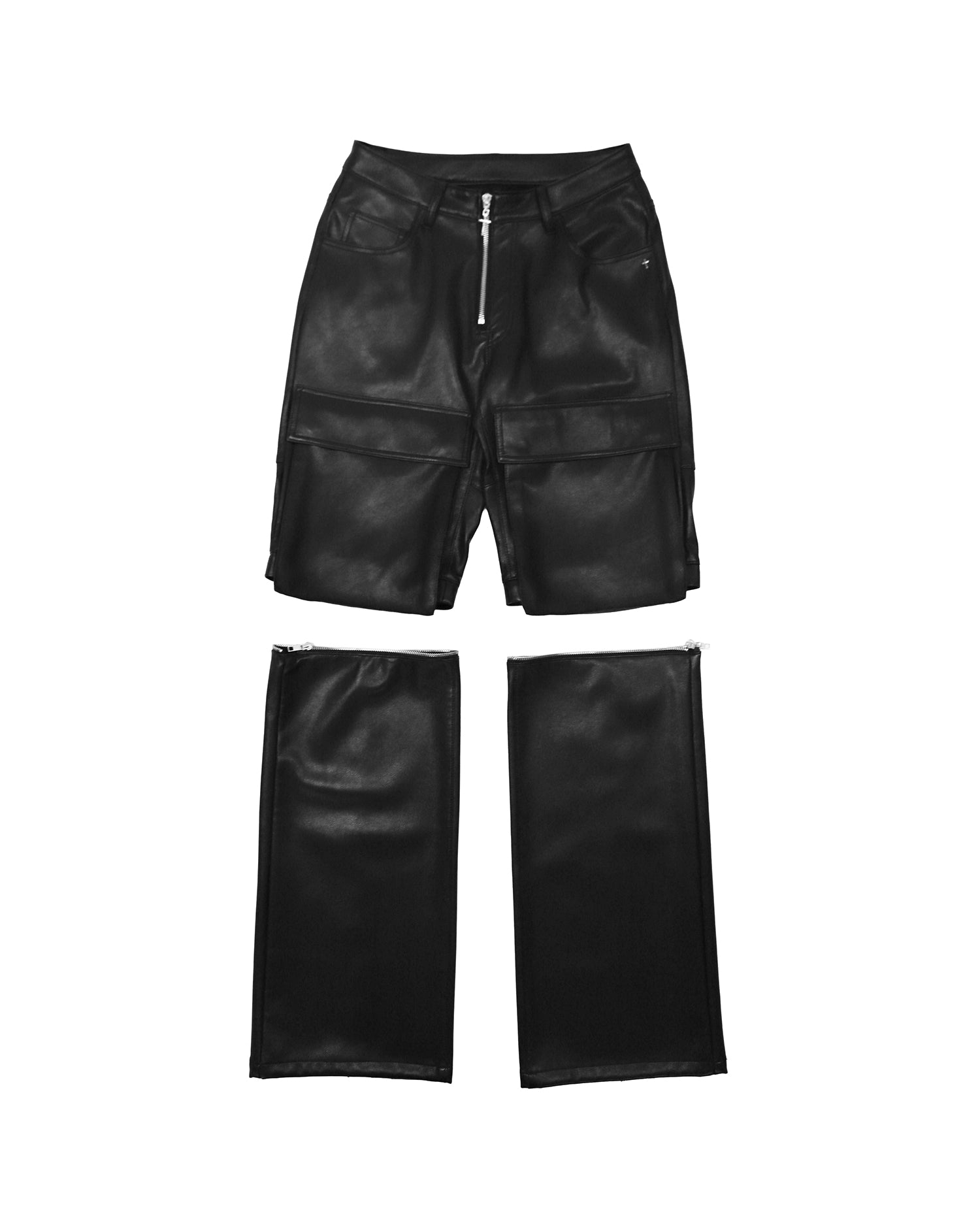 Faux Leather Cargo Pants V2 / Black