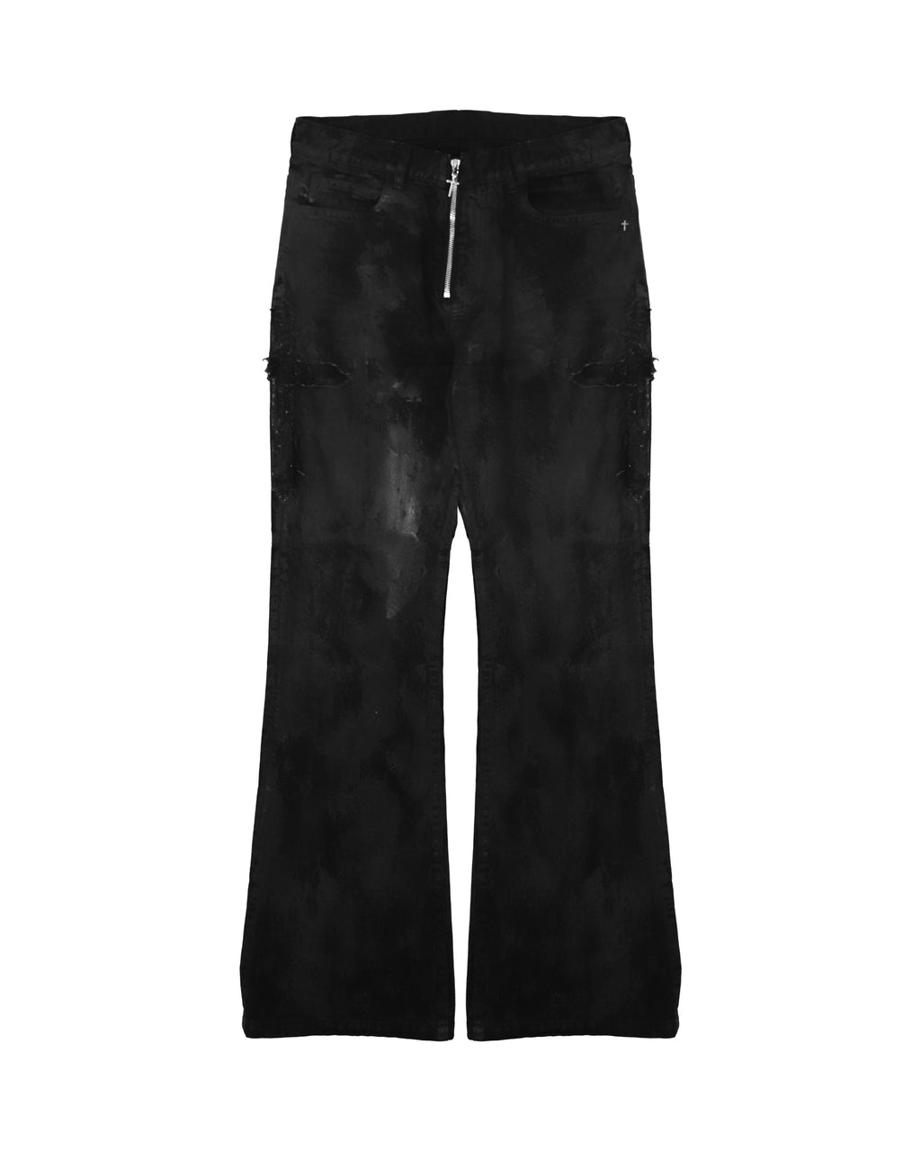 Coating Denim Flare Pants / Black