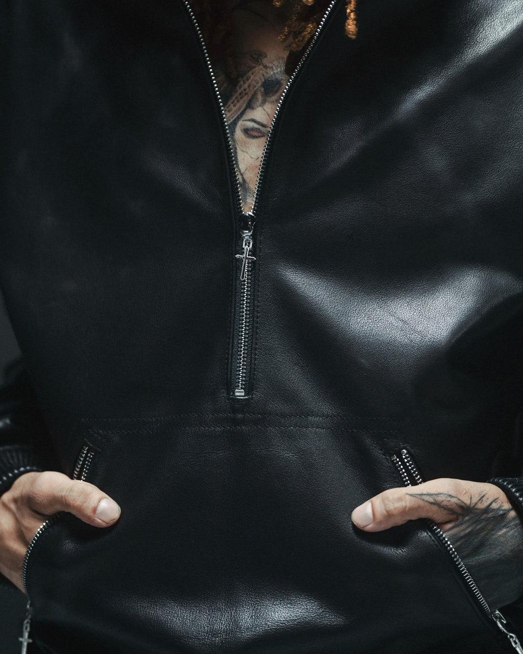 Leather Hoodie / Black