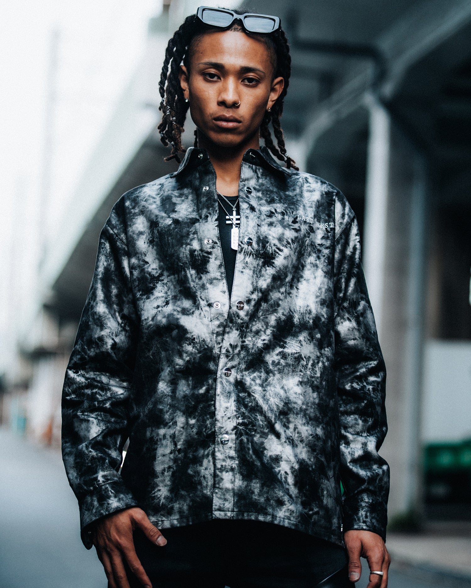 Leather Tie-Dye Shirts / Black