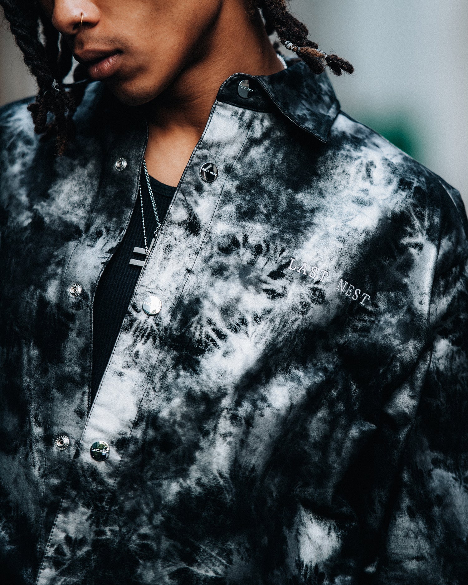 Leather Tie-Dye Shirts / Black｜LAST NEST Official Online Site