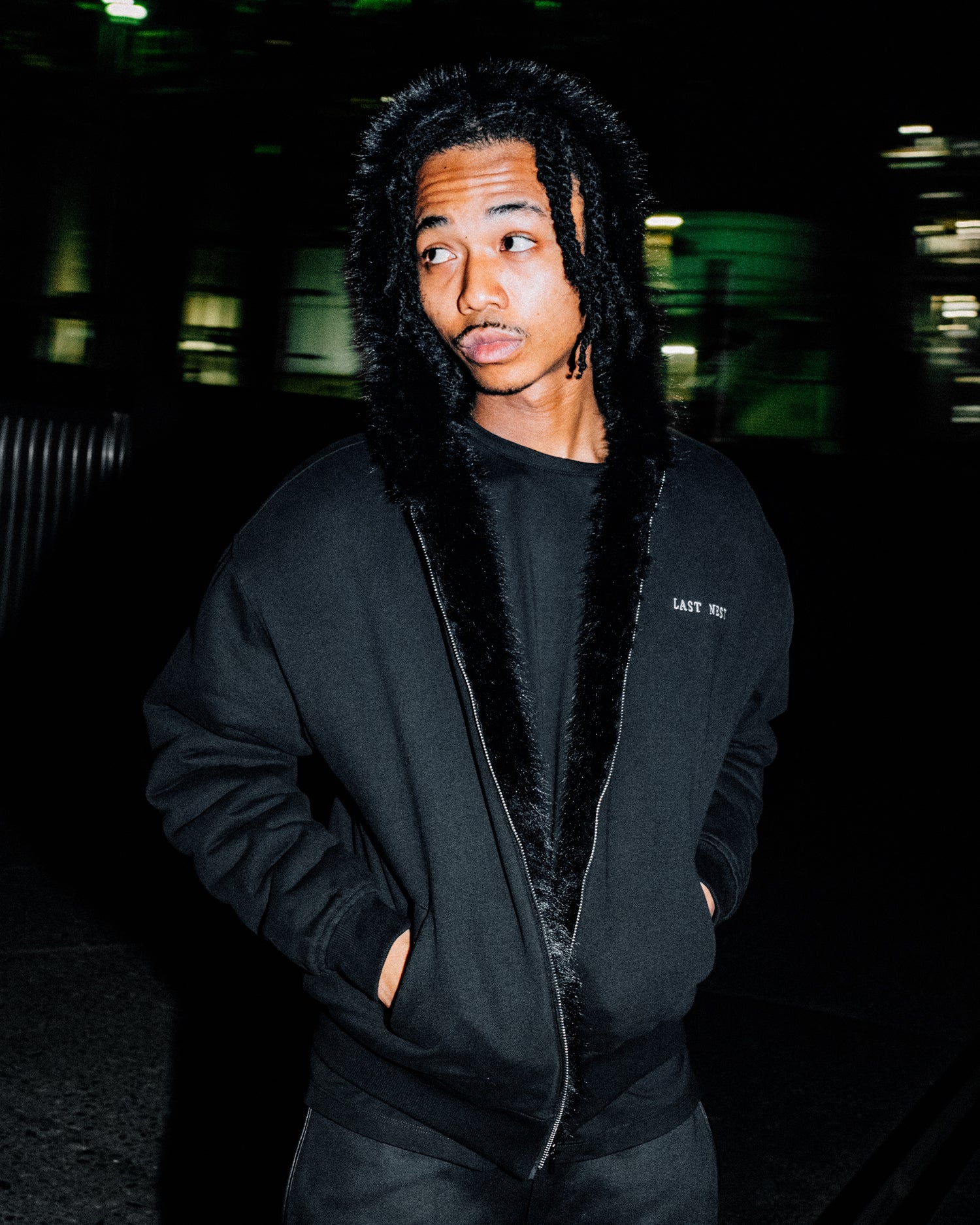 Reversible Fur Hoodie / Black｜LAST NEST Official Online Site