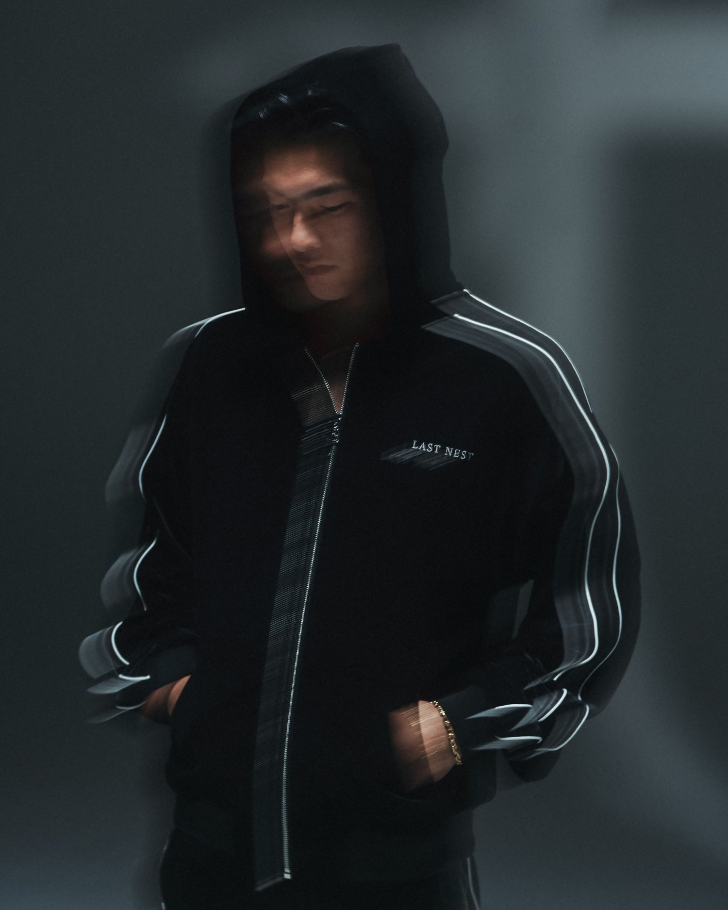 Velvet Track Hoodie / Black