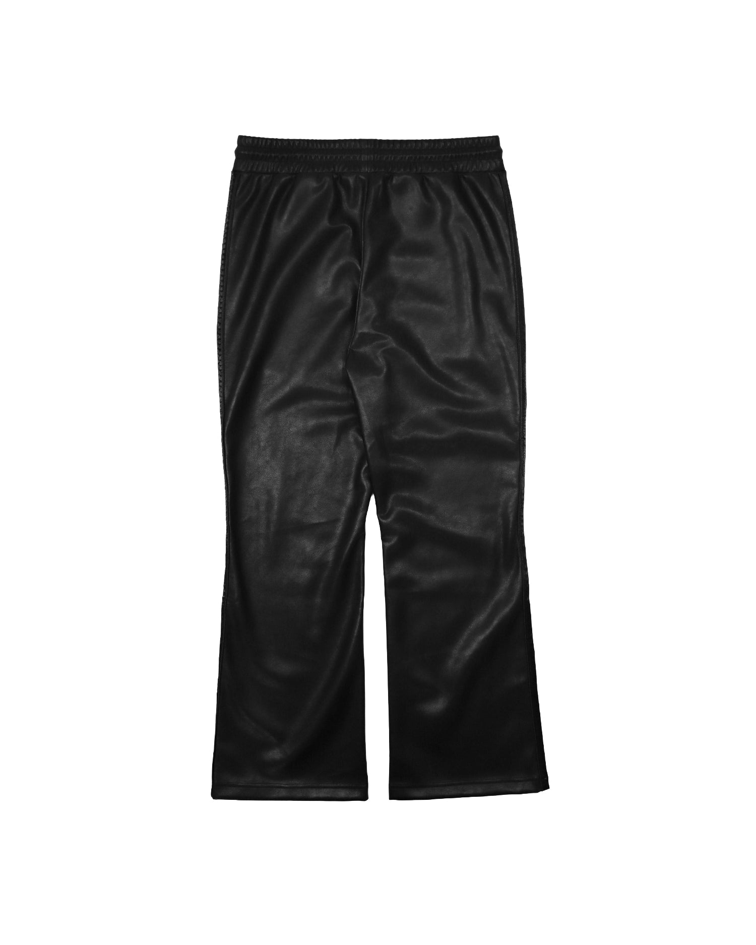 Faux Leather Track Pants / Black