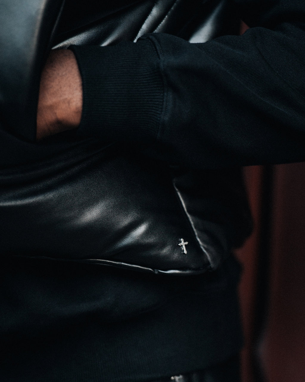 Faux Leather Padded Vest (×Grouture) / Black