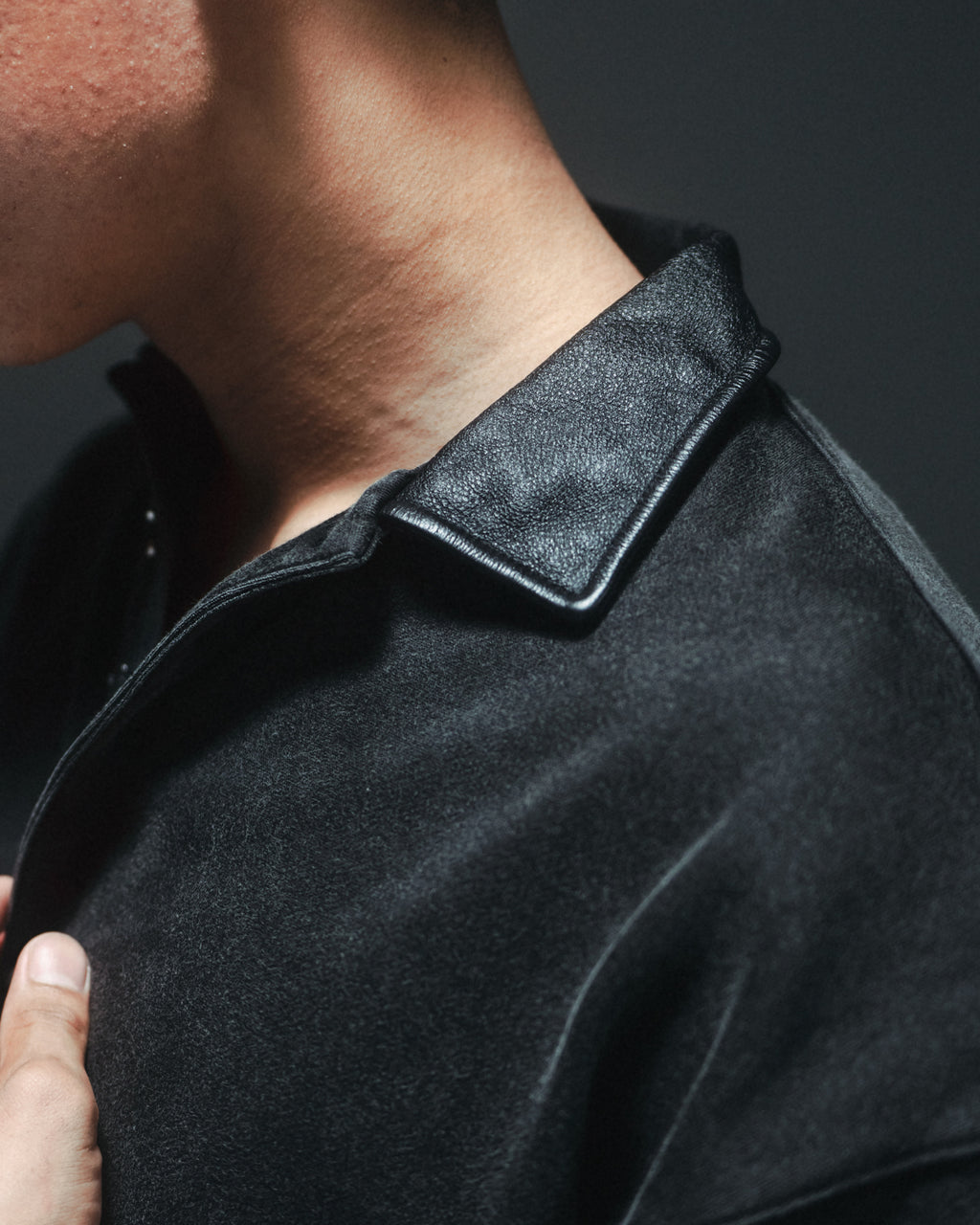Leather Wash Sweat / Black