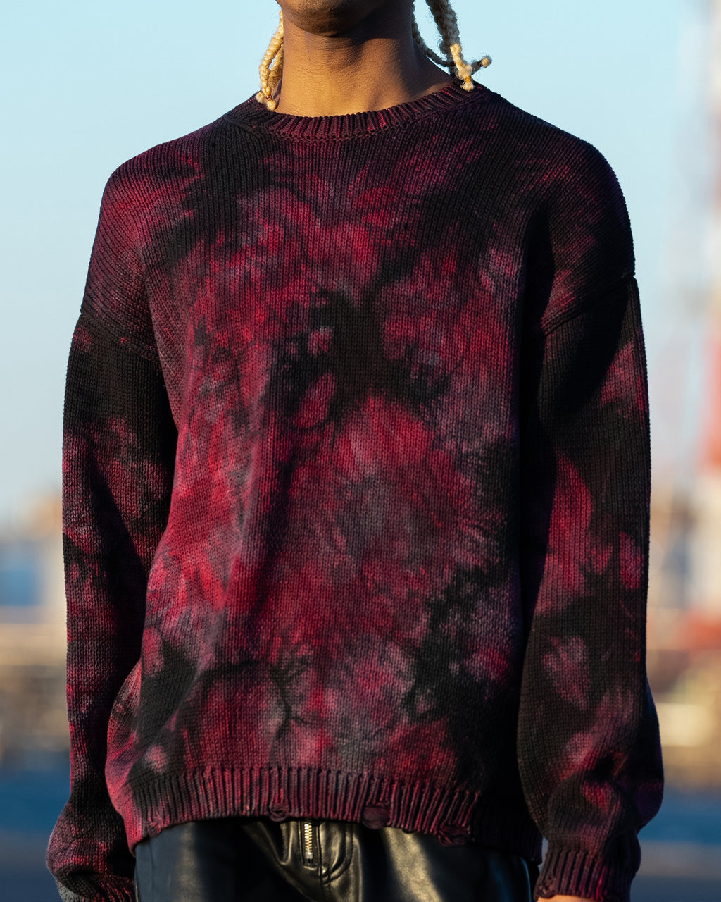 Tie-Dye Crewneck Sweater / Wine