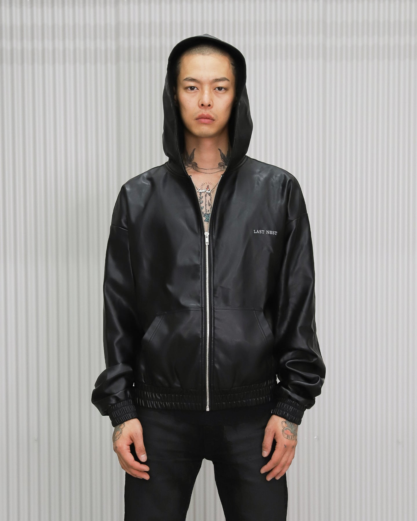 LEATHER ZIP HOODIE / BLACK｜LAST NEST Official Online Site