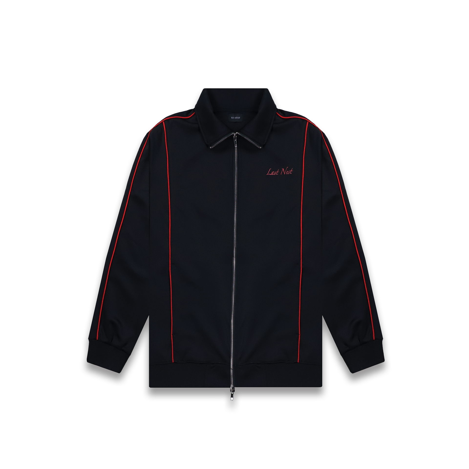 EMBROIDERED TRACK JACKET / BLACK RED – LAST NEST